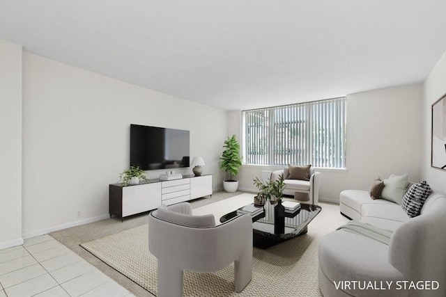 280 Boylston St Unit 110, Newton, MA 02467 - tiled living area featuring baseboards and carpet