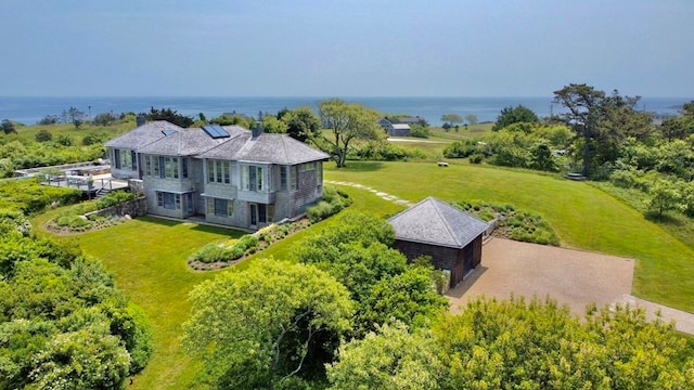 bird's eye view featuring a water view