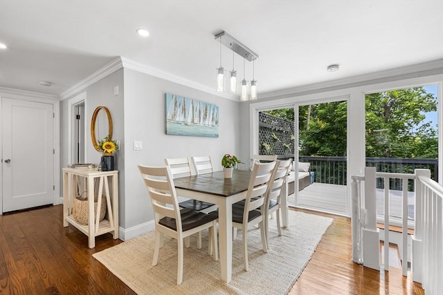 138 Dartmouth St, Everett, MA 02149 - dining room featuring crown molding, wood finished floors, baseboards, and recessed lighting