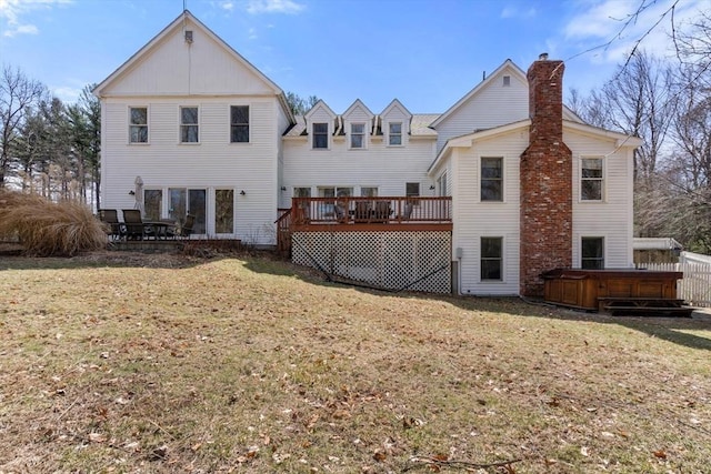 4 Old Meadow Ln, Harvard, MA 01451 - rear view of property featuring a hot tub, a yard, and a deck