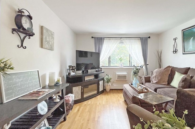44 Lafayette Ave Unit 503, Chelsea, MA 02150 - living room with light wood-type flooring and a wall mounted AC
