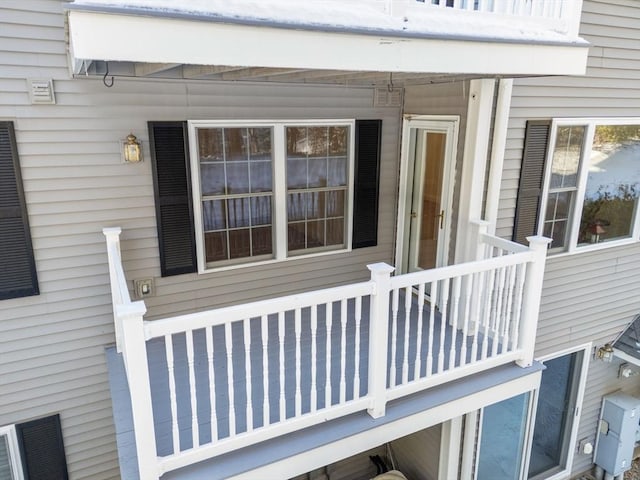 doorway to property featuring a balcony