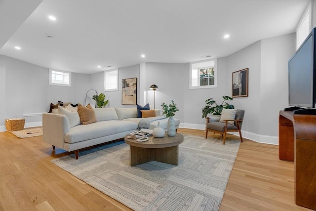 living room with hardwood / wood-style flooring