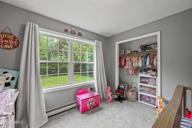 32 Scott Rd, Savoy, MA 01256 - carpeted bedroom featuring baseboard heating and a closet