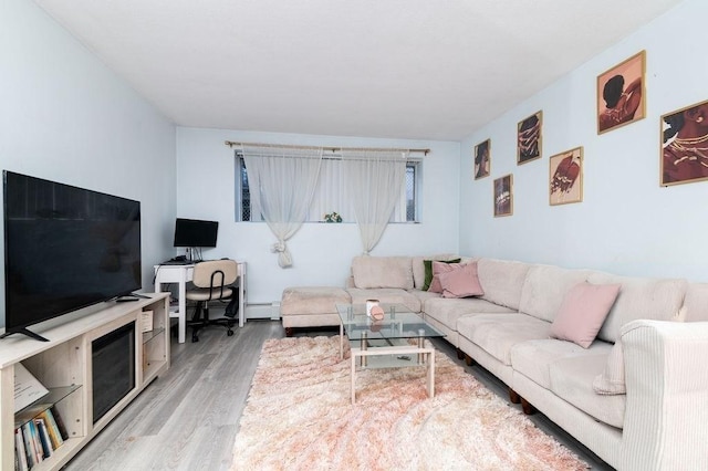 living room featuring light wood-type flooring