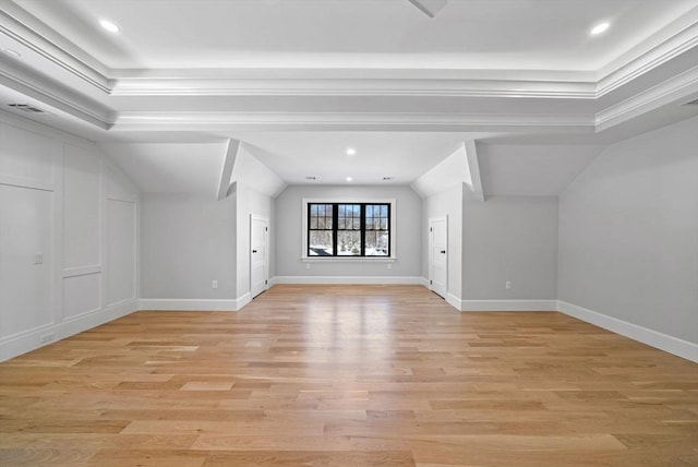 bonus room with light hardwood / wood-style floors