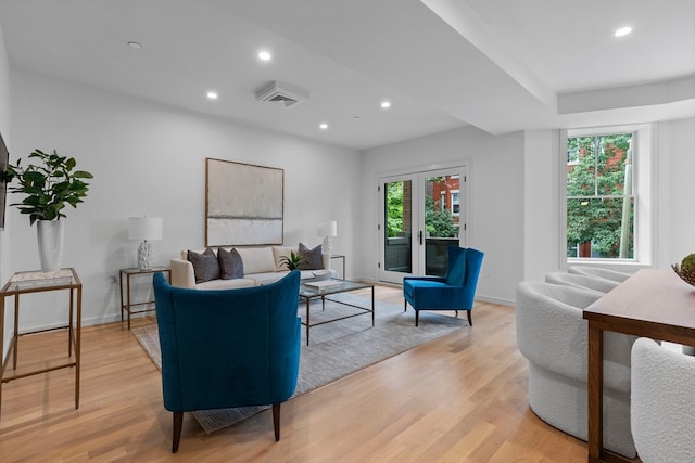 living room with light wood-type flooring