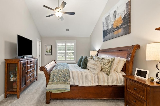 187 Run Brook Cir, Taunton, MA 02780 - bedroom with vaulted ceiling, light colored carpet, and ceiling fan