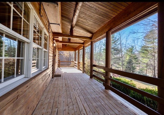 wooden deck featuring covered porch