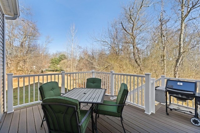 wooden terrace with grilling area