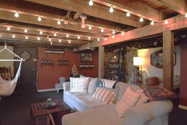 11 Dallas St, Worcester, MA 01604 - living room with beamed ceiling and baseboards