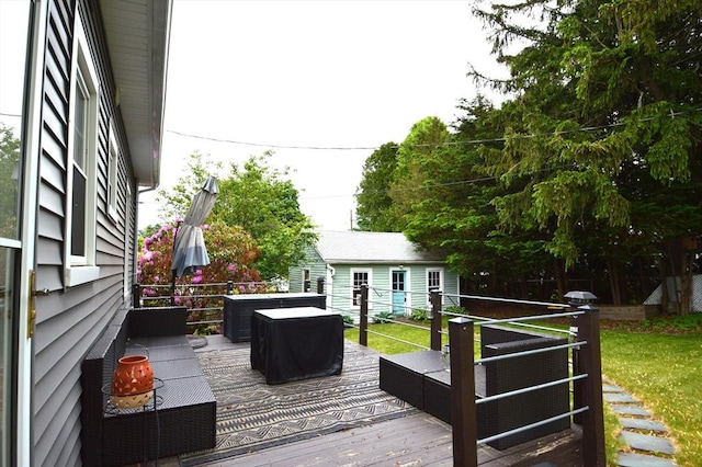 11 Dallas St, Worcester, MA 01604 - wooden deck with an outdoor hangout area