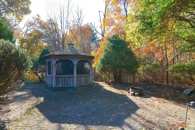 view of yard with a gazebo