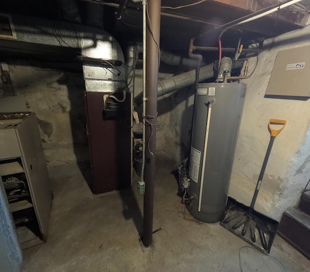 utility room with water heater