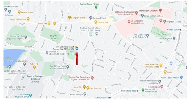 18 Rushmore St, Boston, MA 02135 - map of property with streets / nearby areas