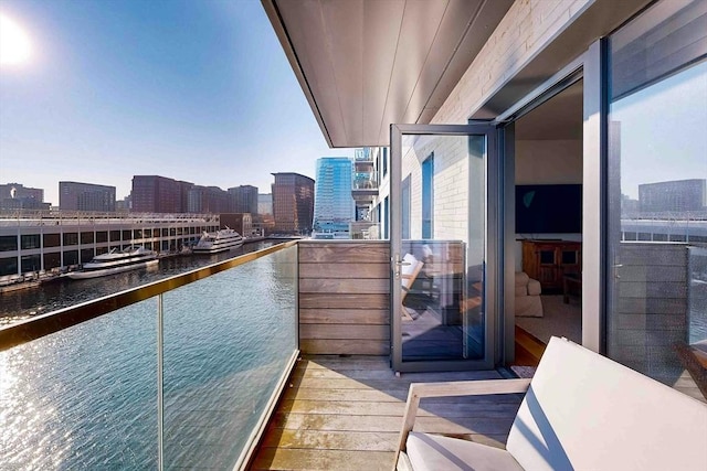 balcony with a water view