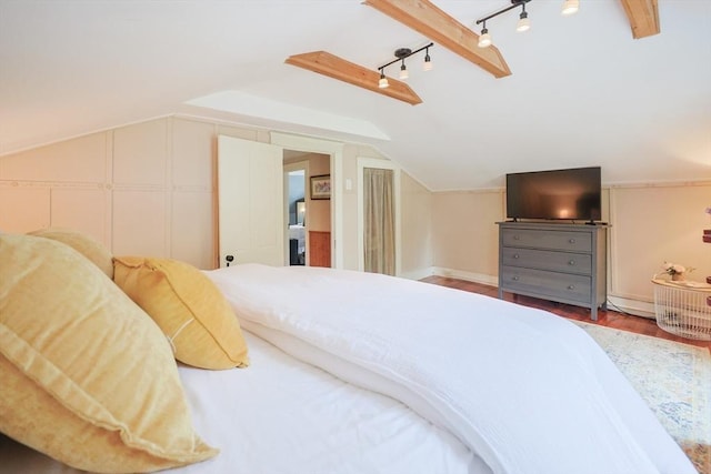 21 Witherell Pl, Plainville, MA 02762 - bedroom with track lighting, vaulted ceiling, and wood finished floors