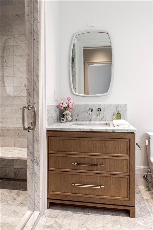 240 Commonwealth Ave Unit 2, Boston, MA 02116 - bathroom with a stall shower, vanity, and toilet