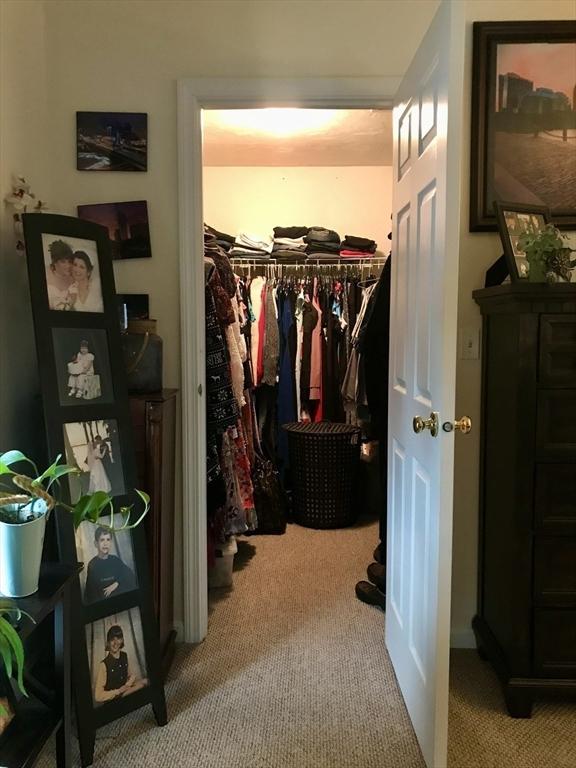 walk in closet featuring light carpet