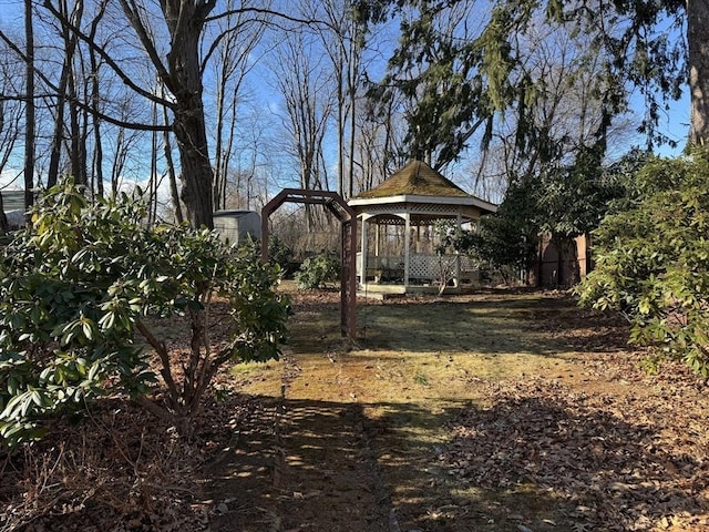 view of yard with a gazebo