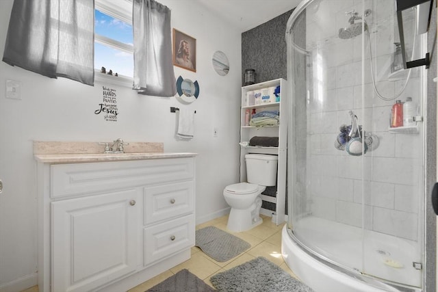 32 Slater St, Fall River, MA 02720 - full bath with a shower stall, vanity, and tile patterned floors