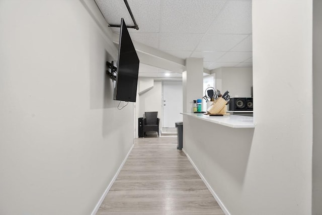 32 Slater St, Fall River, MA 02720 - hall with a drop ceiling and light wood finished floors