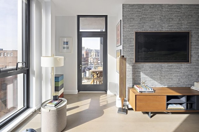 living room with hardwood / wood-style floors