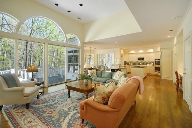 living area featuring light wood-type flooring