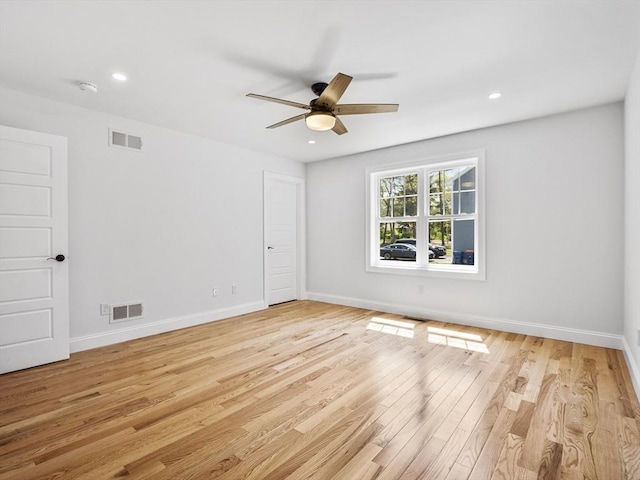 310 Old Westport, Dartmouth, MA 02747 - unfurnished room featuring ceiling fan, light wood-style flooring, baseboards, recessed lighting, and a smoke detector