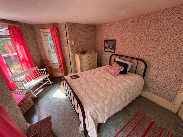 270 Holtshire Rd, Orange, MA 01364 - carpeted bedroom featuring multiple windows and wallpapered walls