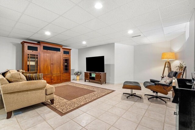 6 Bishop Ln, Middleton, MA 01949 - living room with a paneled ceiling, recessed lighting, and light tile patterned floors