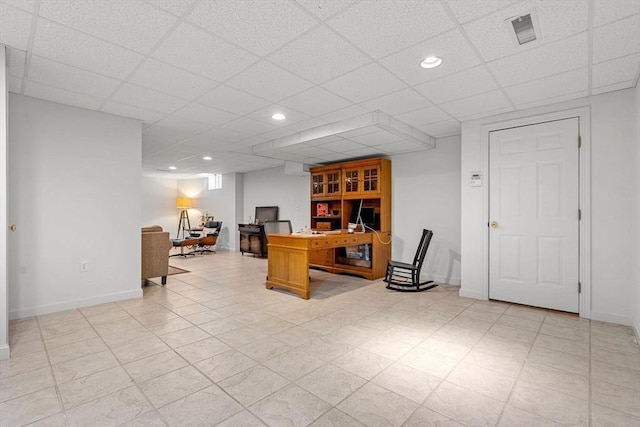 6 Bishop Ln, Middleton, MA 01949 - office with recessed lighting, baseboards, and a drop ceiling