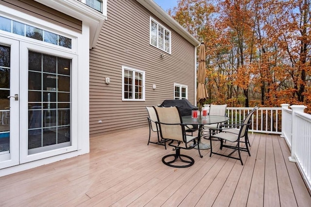 6 Bishop Ln, Middleton, MA 01949 - wooden deck featuring outdoor dining area and french doors