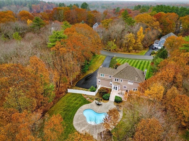 6 Bishop Ln, Middleton, MA 01949 - aerial view of property's location with a pool and a heavily wooded area