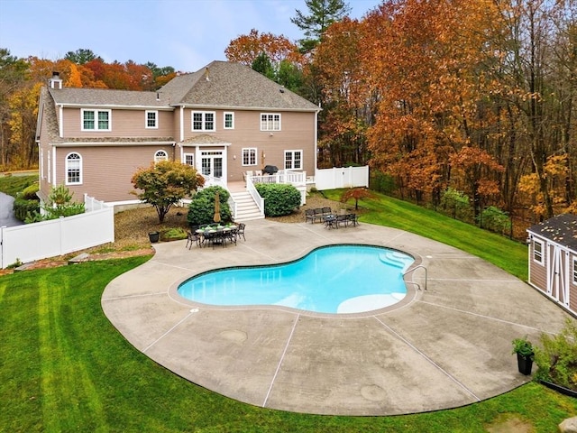 6 Bishop Ln, Middleton, MA 01949 - view of swimming pool with a patio, stairs, and a deck