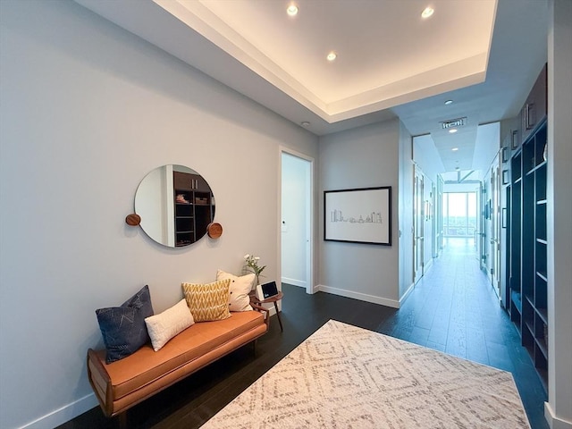 188 Brookline Ave Unit Ph29A, Boston, MA 02215 - hallway with baseboards, dark wood-style floors, and recessed lighting
