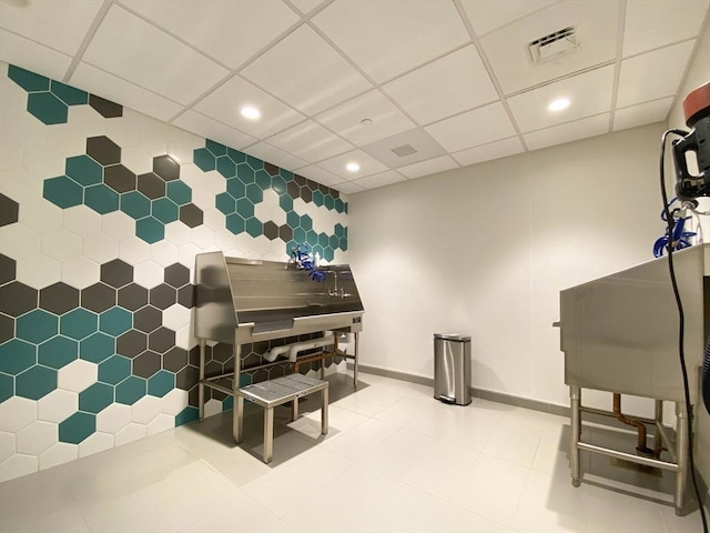 188 Brookline Ave Unit Ph29A, Boston, MA 02215 - miscellaneous room featuring pet washing area, recessed lighting, baseboards, and a paneled ceiling