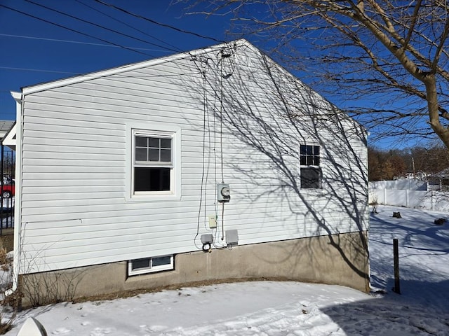 view of snowy exterior