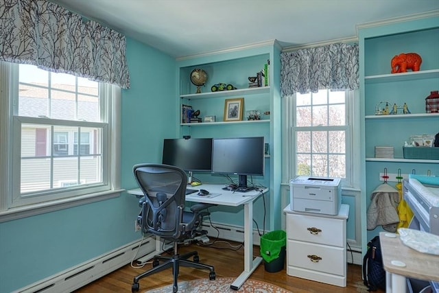 242 Furnace Brook Pkwy, Quincy, MA 02169 - home office featuring wood finished floors and baseboard heating