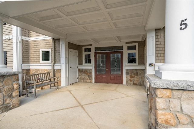 view of patio featuring french doors