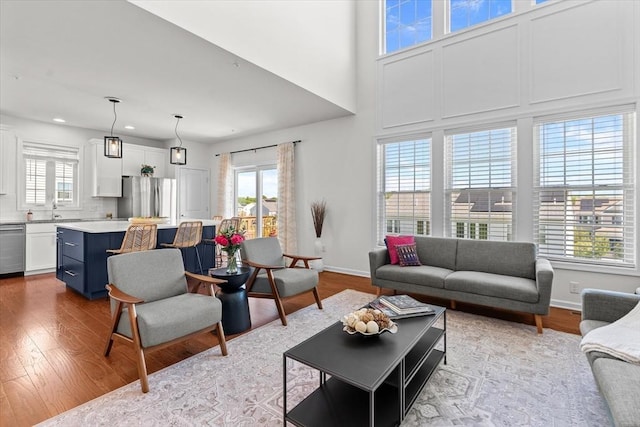 5 Redwood Path Unit 5, Hopkinton, MA 01748 - living area featuring wood finished floors, healthy amount of natural light, recessed lighting, and baseboards