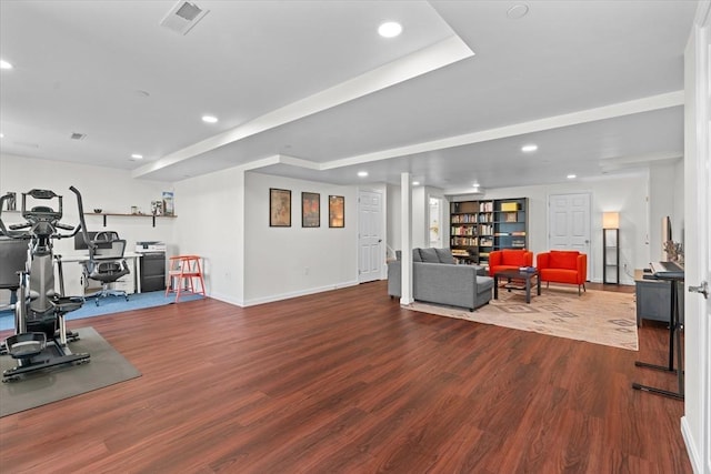 5 Redwood Path Unit 5, Hopkinton, MA 01748 - workout area featuring dark wood finished floors, recessed lighting, and baseboards