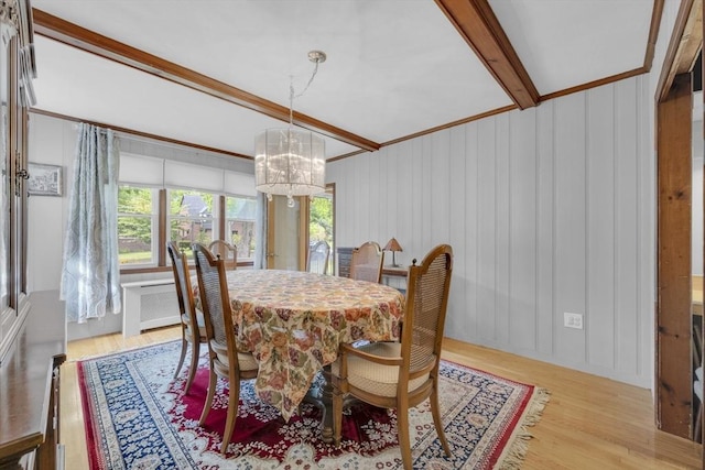 16 Highland Ave, Holden, MA 01520 - dining area with a chandelier, healthy amount of natural light, wood finished floors, and radiator heating unit
