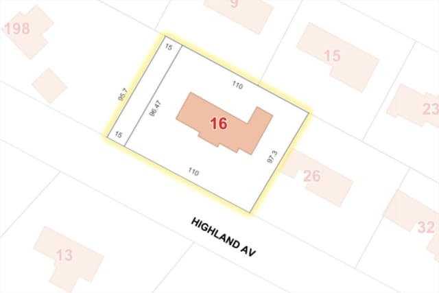 16 Highland Ave, Holden, MA 01520 - map showing property parcels