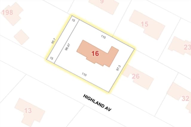 16 Highland Ave, Holden, MA 01520 - map showing property parcels