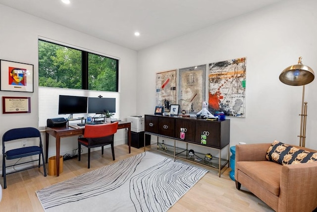1242 Beacon St, Newton, MA 02468 - office area with wood finished floors and recessed lighting