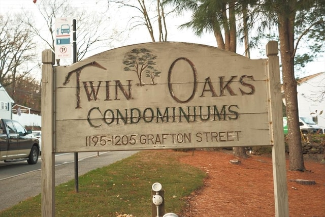 view of community sign