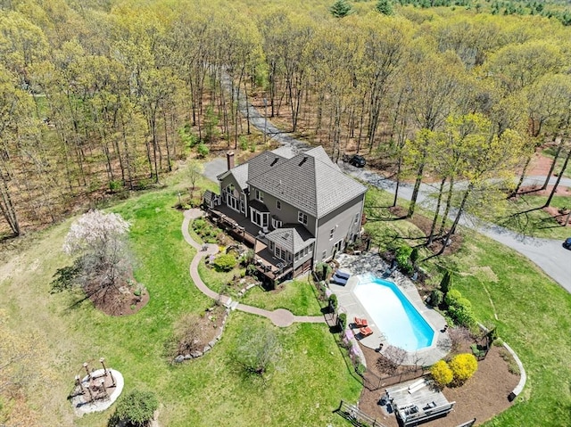 aerial view with a forest view