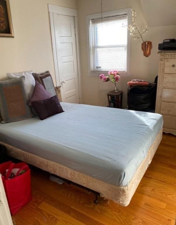 bedroom with hardwood / wood-style floors