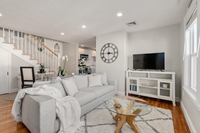 living room featuring wood-type flooring